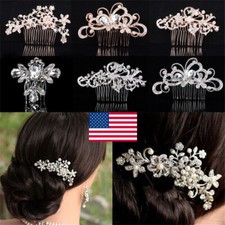 Bridesmaid Flower Diamante Pearls Clips Comb Wedding Bridal Crystal Hair Pins