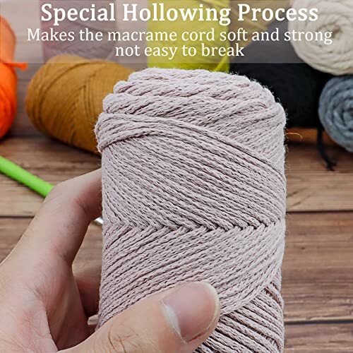 Macrame Cord 2mm x 153 Yards, Polyester Macrame Cotton Yarn for Crochet, Ginger - Picture 5 of 7