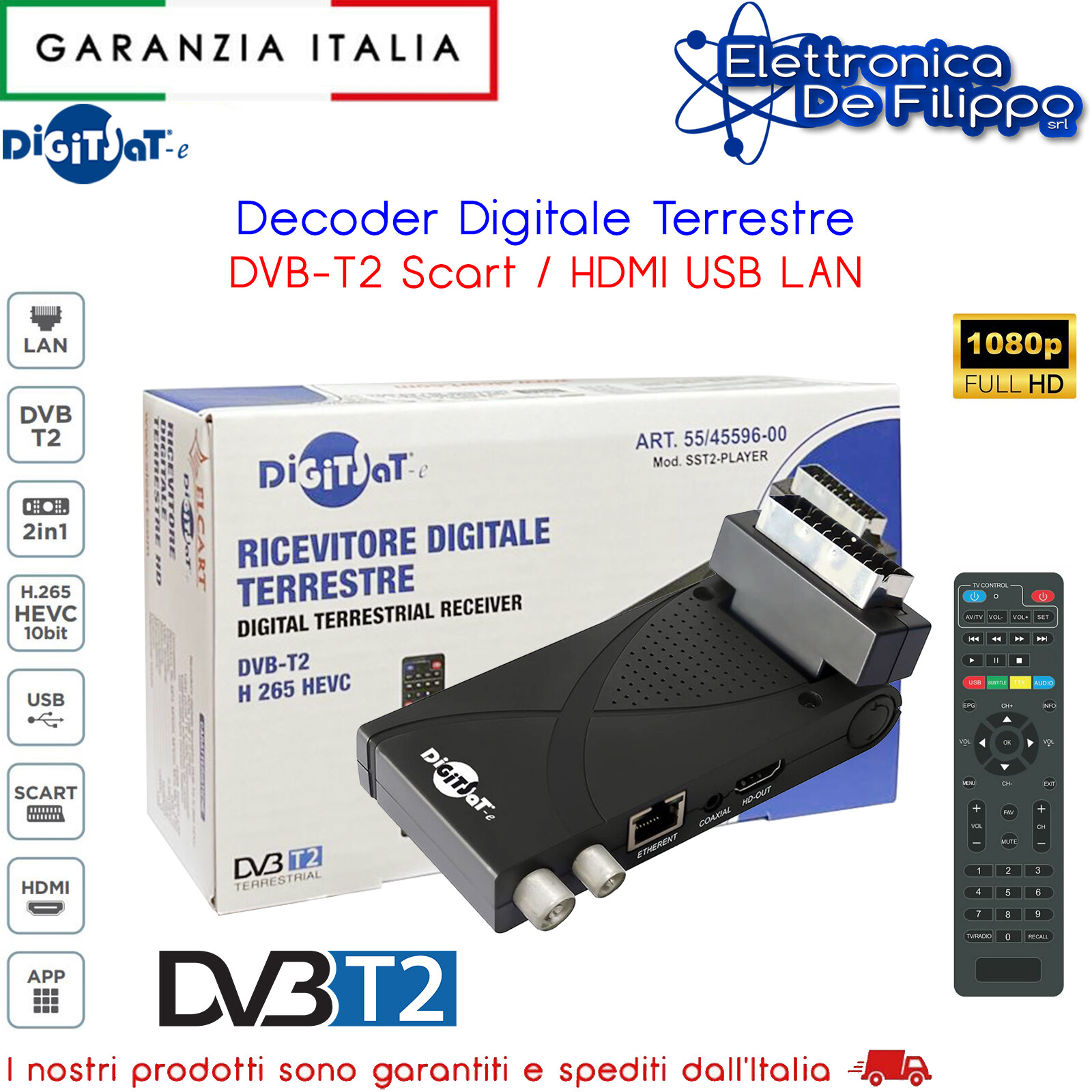 Decoder Digitale Terrestre DVB-T2 Scart Retro TV