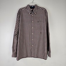 Tommy Hilfiger Mens Red Plaid Button Down Long Sleeve Shirt Size Large