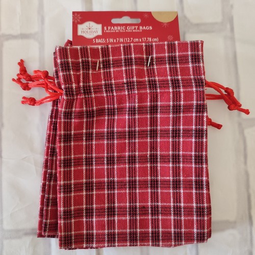 5 X Christmas Fabric Gift Bags for Party Favors present Giving Goody Bags 5x7" s - Picture 9 of 10