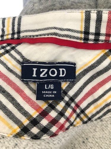 IZOD Women’s Large Gray Long Sleeve 2-Fer Sweatshirt with Plaid Underlay - Imagen 7 de 9