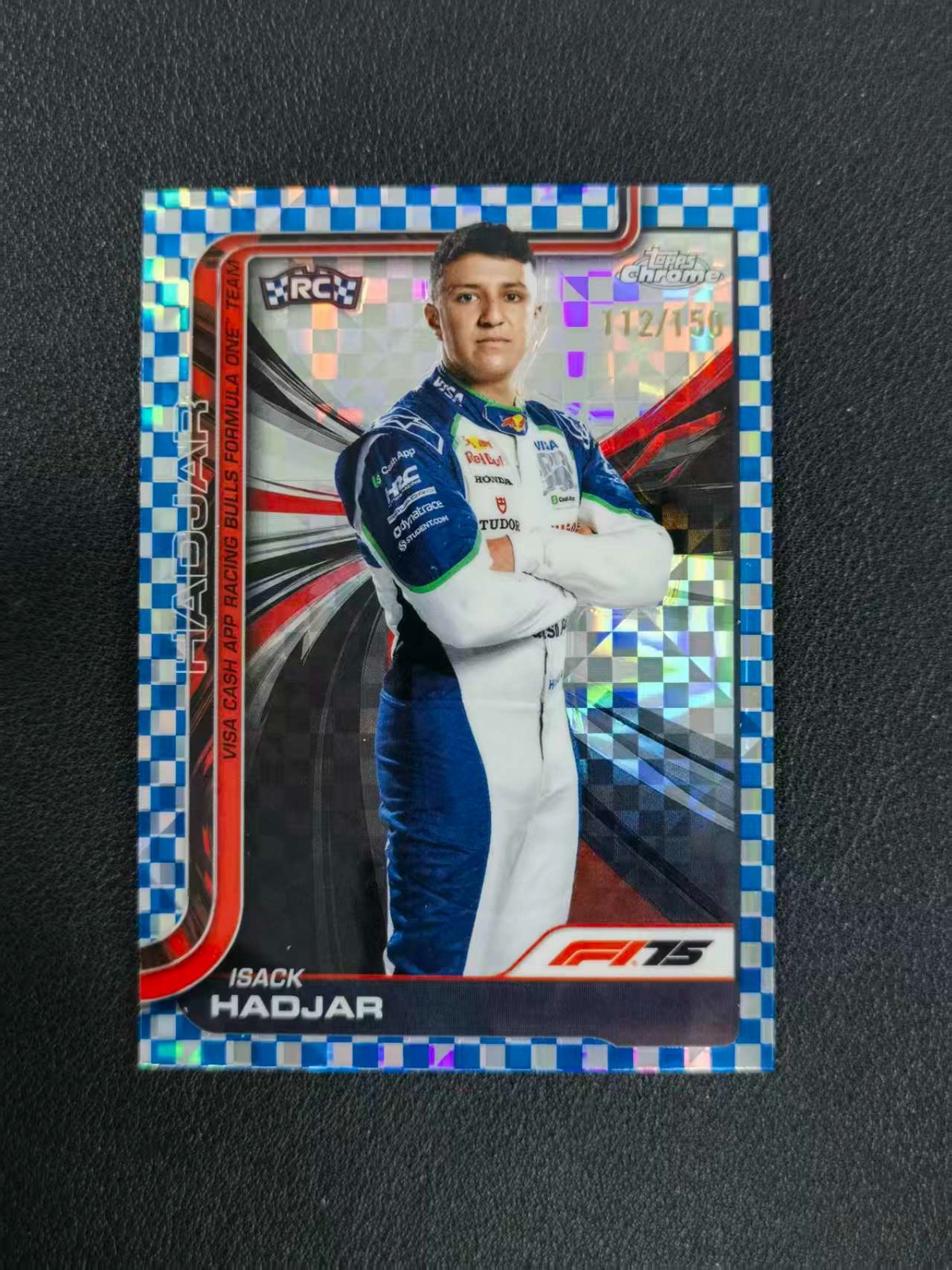 2025 Topps Chrome F1 Isack Hadjar RC Blue Checker Flag 112/150 #12 CXY