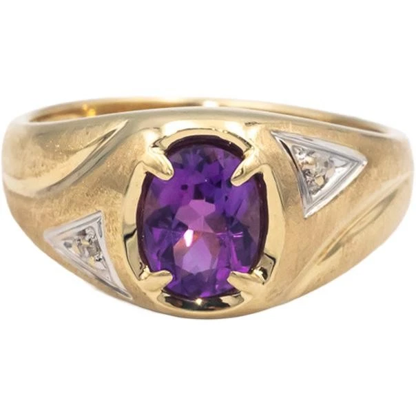 Anillo de amatista 10 joyas de oro amarillo y blanco tamaño 1,0 quilates 8,75 con detalles de diamantes