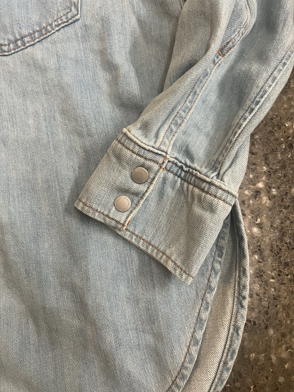 Universal Thread Light Blue Snap Oversized Denim … - image 3