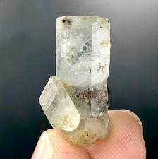 natural sky blue aquamarine crystal w/ quartz crystal & garnet crystal 04.01g