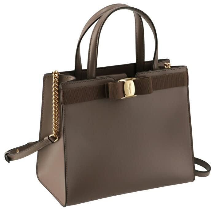 Salvatore Ferragamo Vara Ribbon Tote 741078 Calfskin 2Way Shoulder 