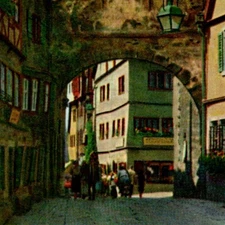 Vintage Continental Rothenburg Tauber River St Marks Tower Germany Roeder Lane