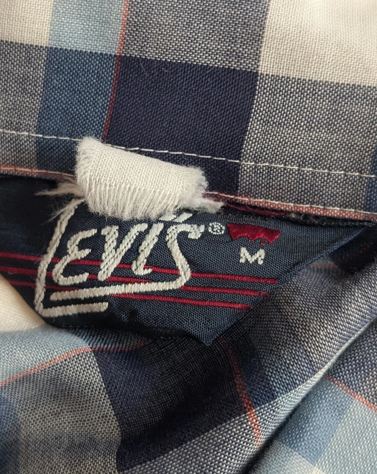 CAMISA LEVIS de Colección Años 70 Cuadros Perla Occidental Pecho a Presión Yugo Manga Larga Para Mujer M Foto 4 de 4