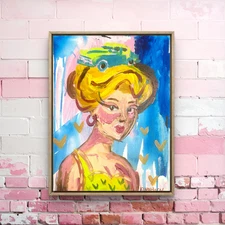 "Wishing Woman" KINGHORN Original Canvas Painting 11" X 14" Abstract Portrait