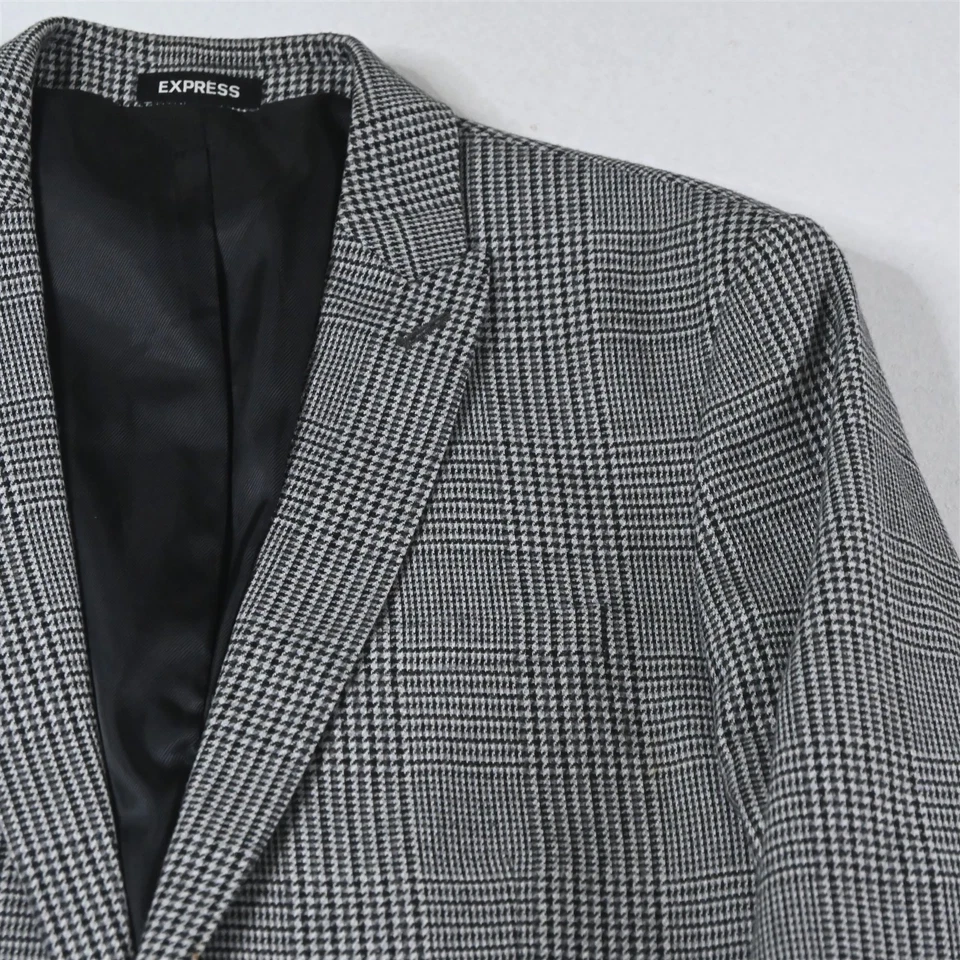 Express 42R 34x32 Gris Franela Cuadros Glenn Extra Delgado Hombres Chaqueta Pantalones Traje Foto 3 de 4