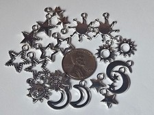 Moon and Star charms, 20 pieces