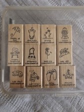 STAMPIN' UP A LITTLE LOVE Set of 12 Wood Mounted Rubber Stamp Retired