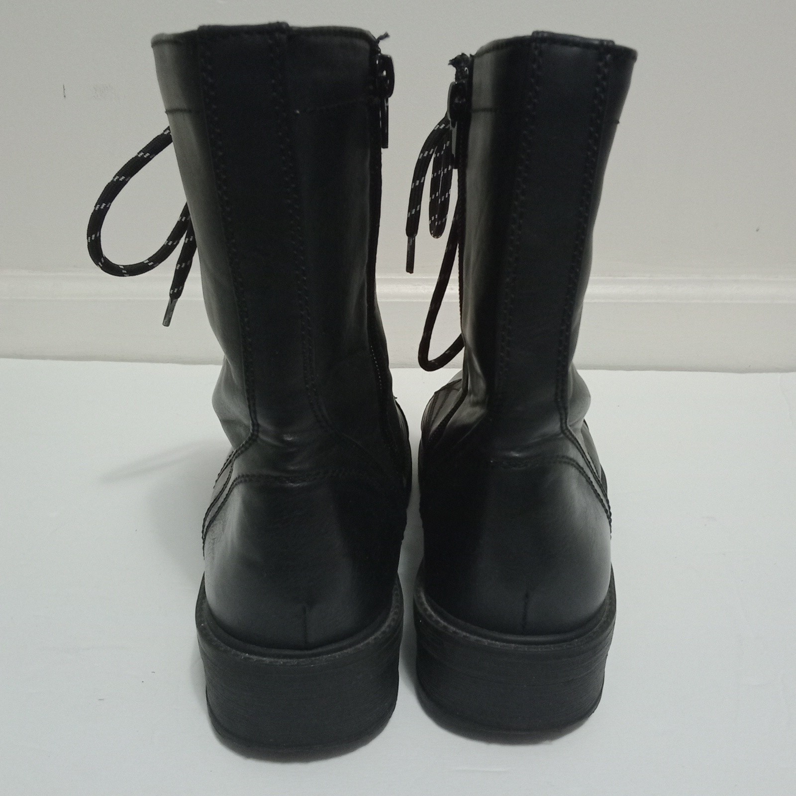 SAOLA Stivali Madden Ragazza Neri 8 Combat Goth Ecopelle Stivali Zip Suola Angola Caviglia