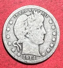 1914 US Barber SILVER Quarter "Philadelphia" Mint! VG! Old US Coin!