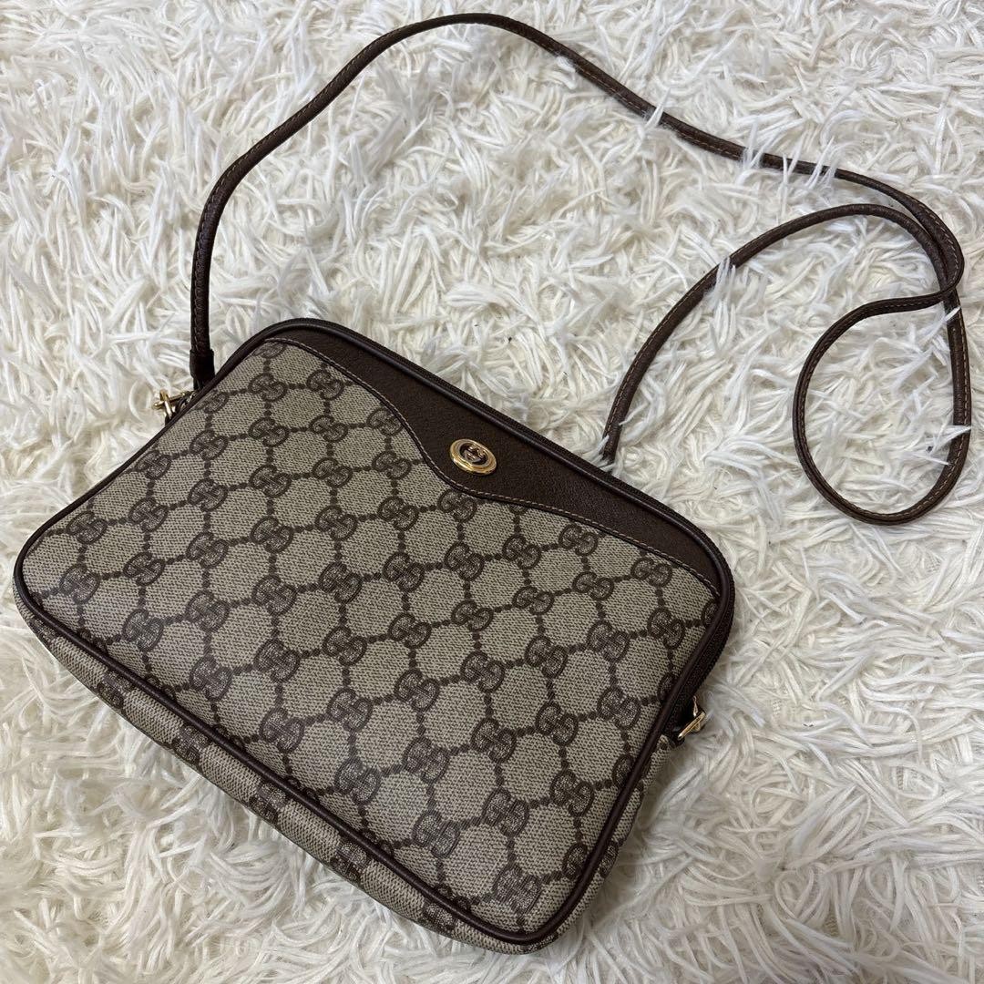 Gucci GG Pochette Shoulder Bag Beige PVC Authentic