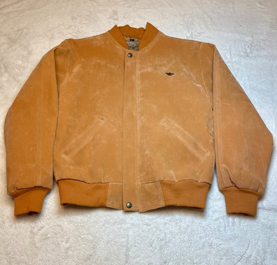 Reportage RGA Italy Suede Leather Bomber Jacket Tan Distressed Mens Large NWT