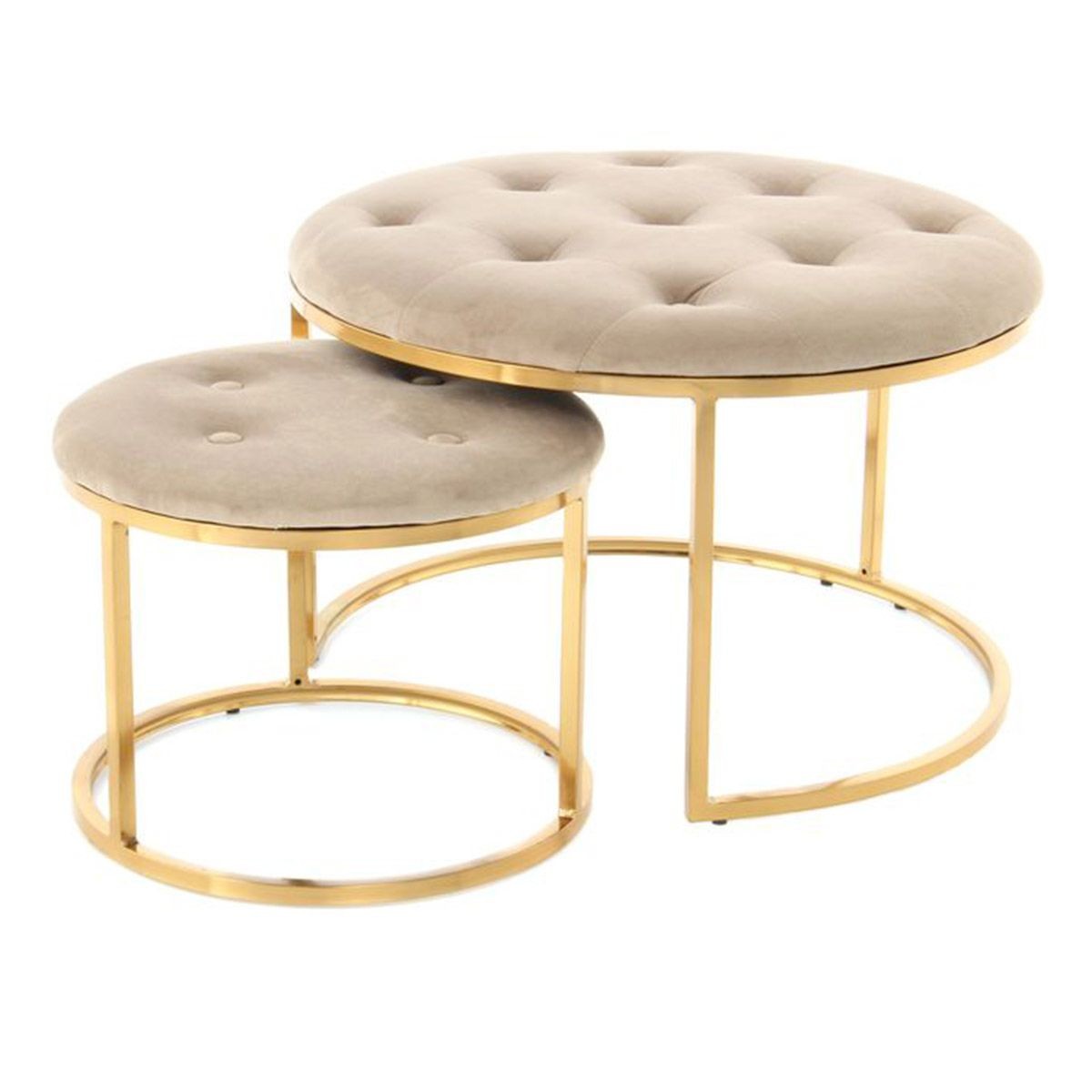 Tabourets Becky 60cm taupe et or pour cuisine | Lot de 2