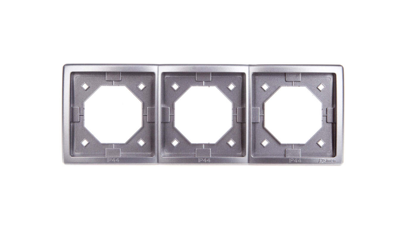Simon Basic Standard Splashproof triple universal frame IP44 stainless st /T2UK