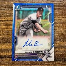 2021 Bowman Draft McCade Brown #CDA-MBR 1st Blue Wave Refractor Auto #014/150