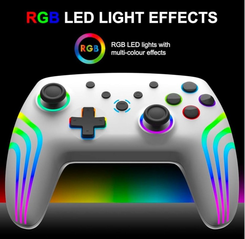 RGB LED Wireless Gaming Controller Gamepad for PC Switch Android iOS