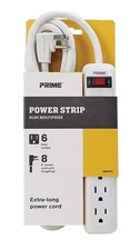 Wire  Cable PB801115 6-Outlet Power Strip with 14-3 SJT 8-Feet Cord,White