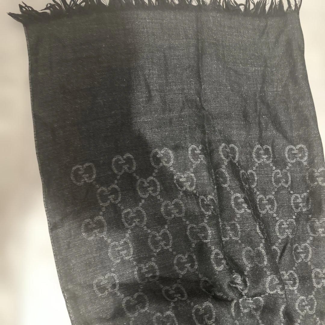 Auth GUCCI GG pattern Large Stole Reversible Blac… - image 4