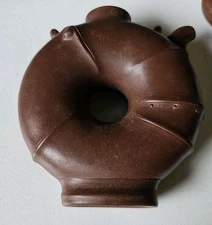 Chinese Yixing Zisha Purple Clay Bamboo Round Pattern Teapot Marked, 2 Cups Incl