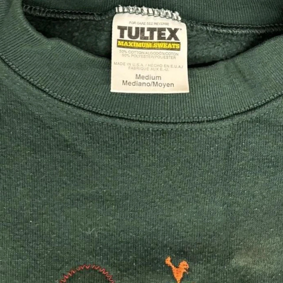 Sudadera Vintage Años 90 Farmers Market Bordada Cuello Redondo Talla M Verde Foto 3 de 4