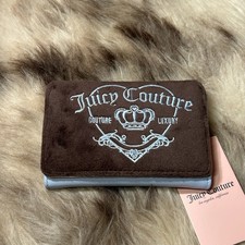 NWT Juicy Couture Girlie Royalty Double Sided Trifold Wallet - Chocolate  Blue