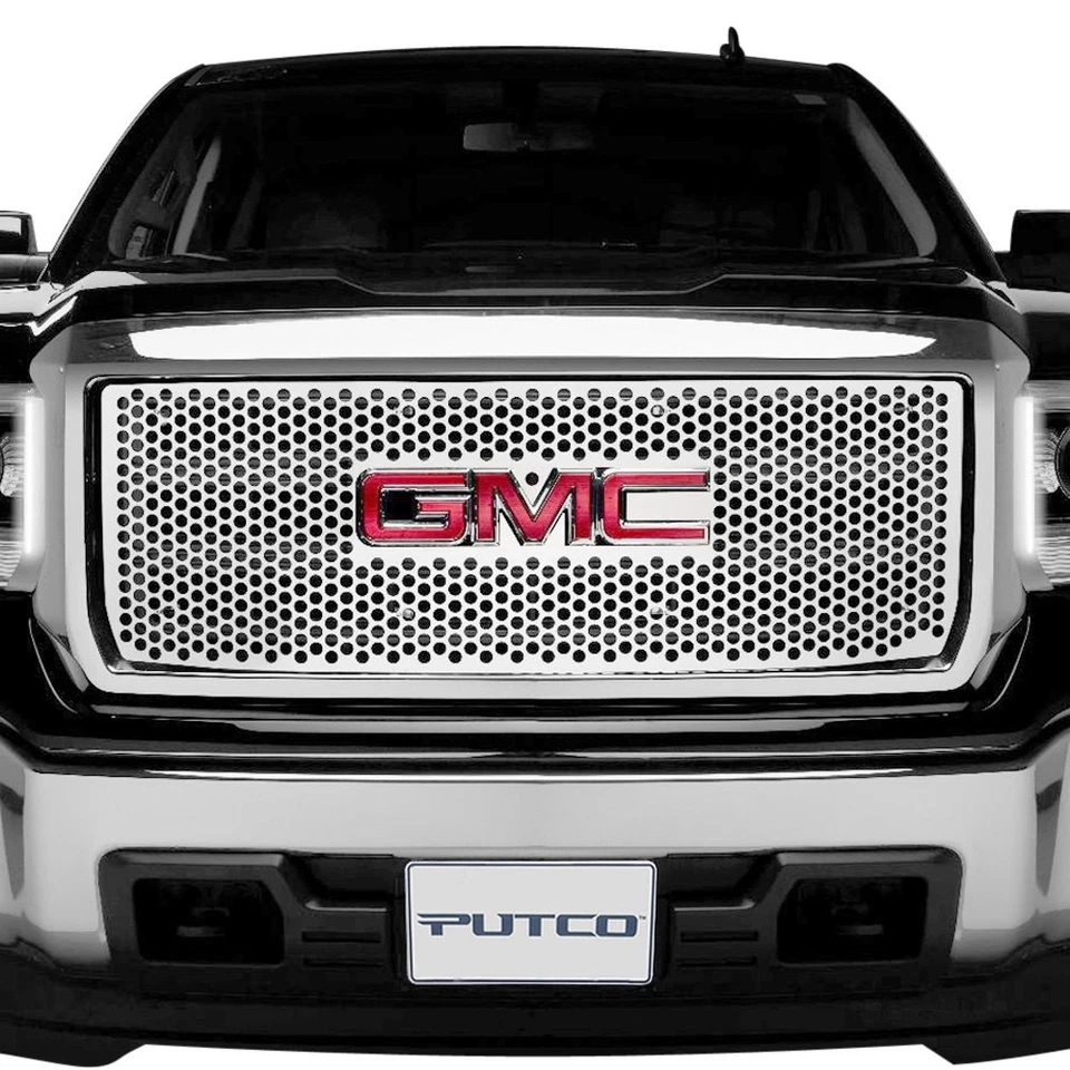For GMC Sierra 2500 HD 15-19 1-Pc Polished Round Punch CNC Machined Main Grille - Image 2 of 4