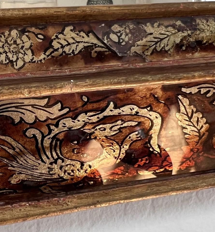 Редкие антикварные флорентийские зеркальные драконы и гротески Verre Églomisé примерно 1850–1880 гг. - Изображение 4 из 4