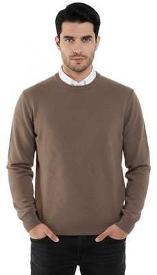 Men's round neck fine knit 100% cashmere sweater Made in Italy 10 colours