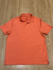 Champion Mens Large Short Sleeve Polo Orange Polyester stretch