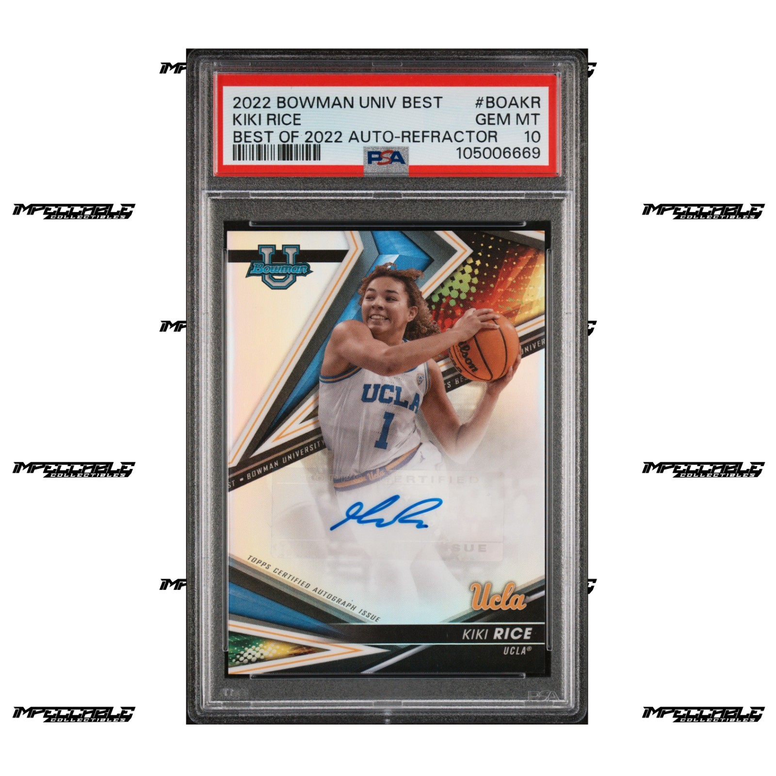 2022-23 Bowman U Best - #BOA-KR Kiki Rice Rookie Refractor Auto PSA 10