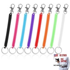 Tyqour 8pcs Retractable Spring Coil Keychain, Coiled Lanyard With Keyring