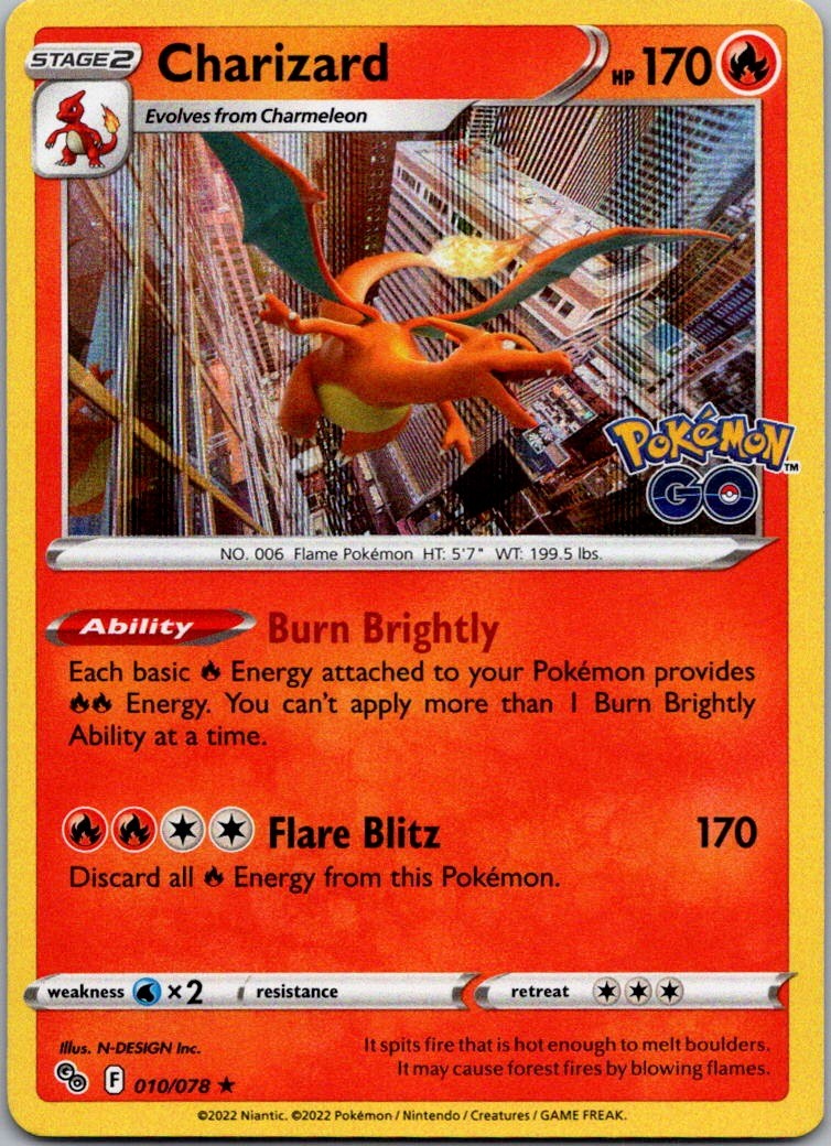 Charizard Holo Rare Pokemon GO 010/078 NM