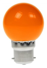 Light Bulb 240v 1w LED Golf Ball Bayonet BC B22 Orange Decorative Festoon