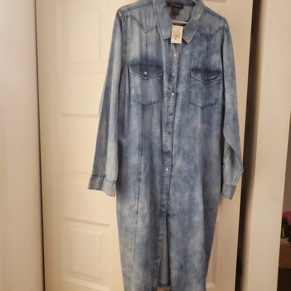 Nuevo Vestido Denim Ashley Stewart SKU 201249839 100 % Algodón Nunca Usado Foto 2 de 3