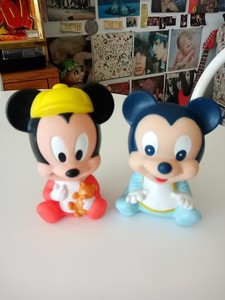 Vintage Arco Walt Disney Baby Mickey Mouse Bath Squeaking Bath Toys Lot of 2