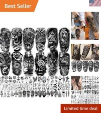 Large Variety of 64 Black Temporary Tattoo Designs - Animals, Skulls,  More