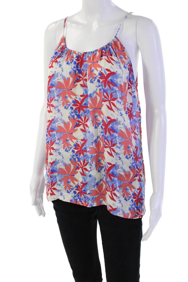 Camiseta sin mangas Tucker para mujer de seda floral sin mangas cuello redondo multicolor talla M Foto 2 de 4