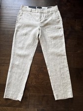 Banana Republic 100 Linen AVERY Trouser Pants Womens Neutral Beach Beige 2R NWT