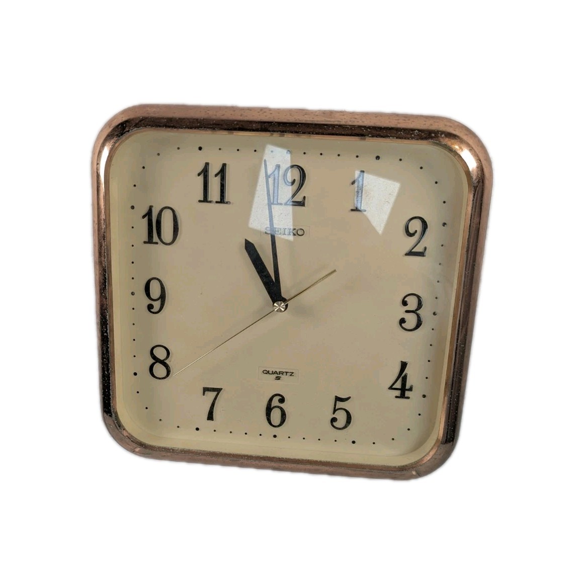 Rare Vintage Seiko Quartz Wall Clock Rectangular Gold Tone Frame