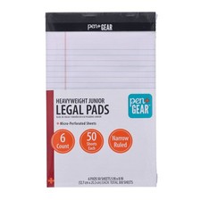 Narrow Ruled Junior Legal Pads 5"x8" White Paper 50 Sheets Each 100 Pages 6 Pack