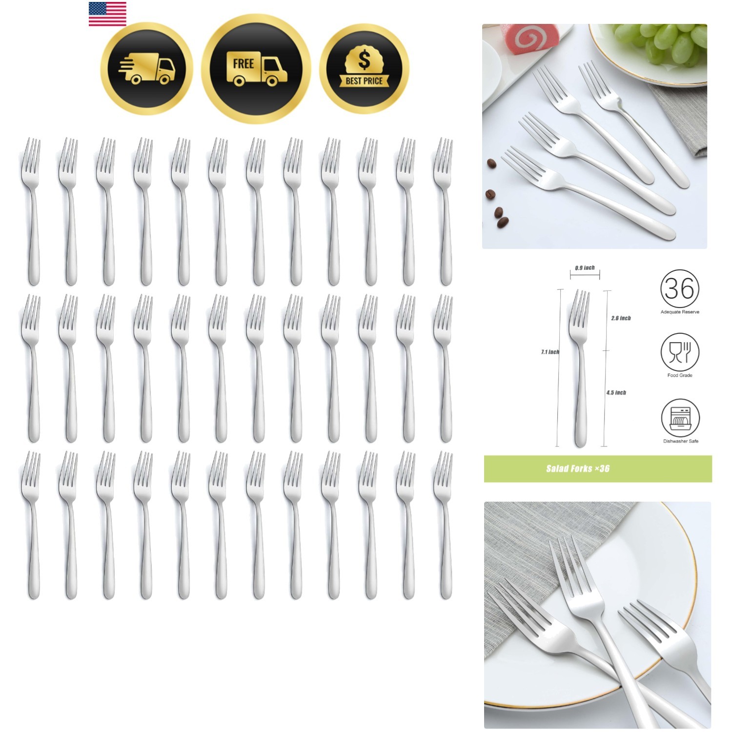 , 7 Inch Small Forks In Stainless Steel Mirror Polished A...