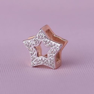 Russian rose rose gold 585 pendant star star with CZ new very cute!!