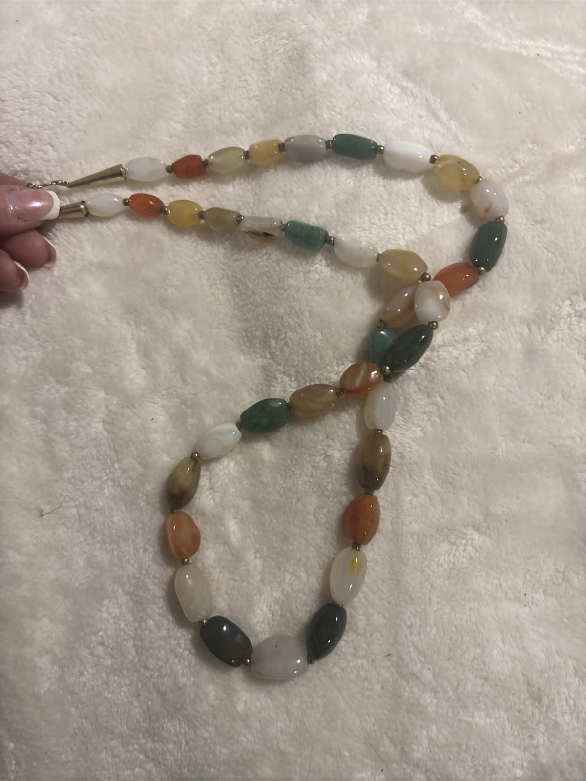 Multicolor Beaded Necklace Assorted Gemstones Ova… - image 3