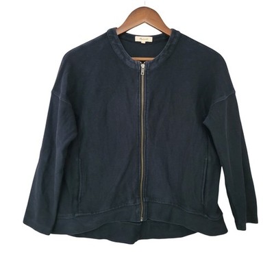 Madewell Cotton Zip-front Textured Jacket Womens Size XS Black Casual