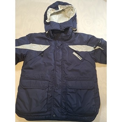 Calvin Klein Jeans Navy Blue Warm Winter Coat Zip Snaps Hooded Junior Small